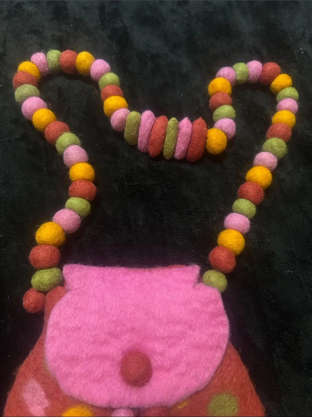 RISING TIDE Vibrant Felt Polka Dot Crossbody Shoulder Bag - Pink & Multicolor